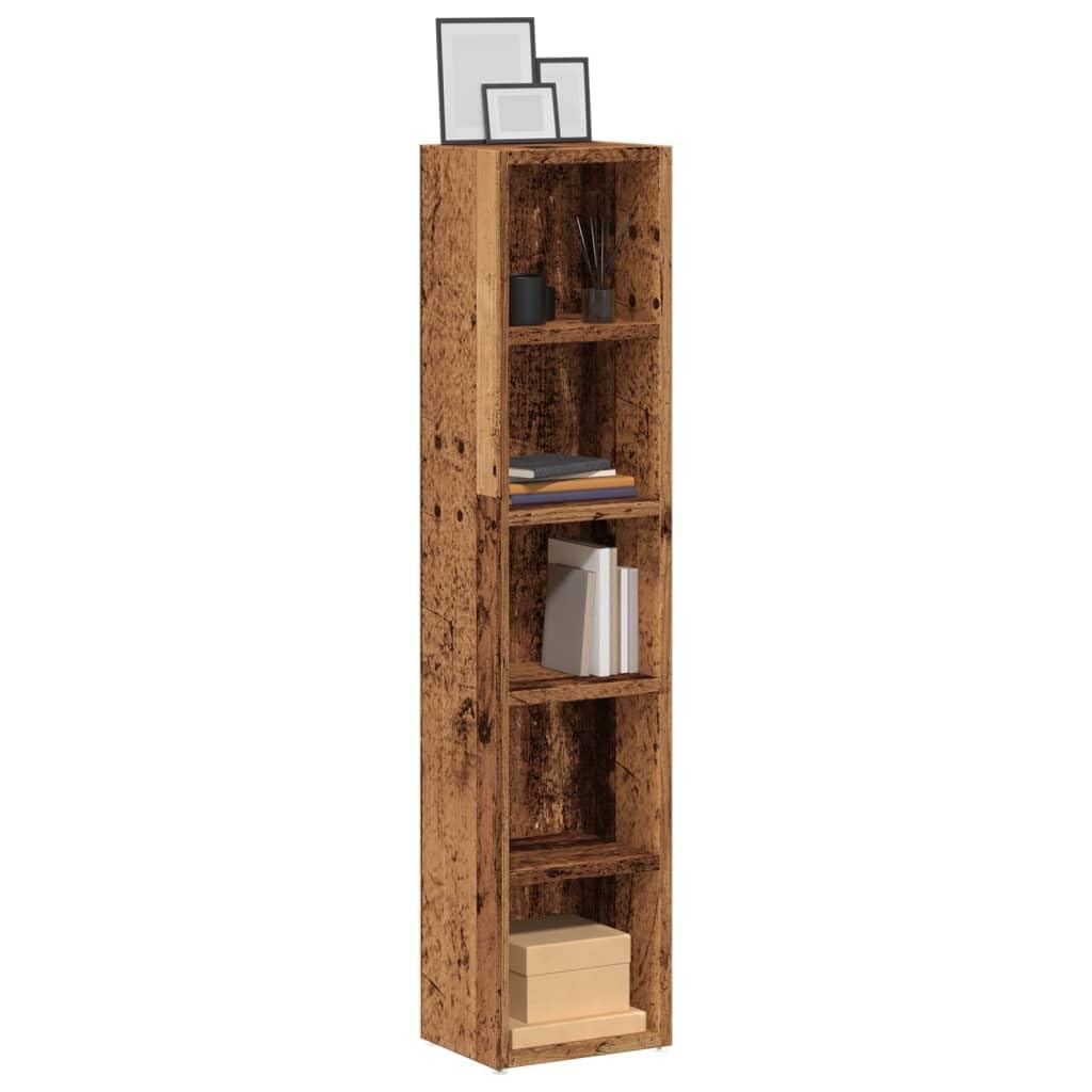 vidaXL Estanterías para CD 2 uds Madera Envejecida 21x16x93,5 cm, estantería, Estante para CD, Armario de CD, estantería para CD