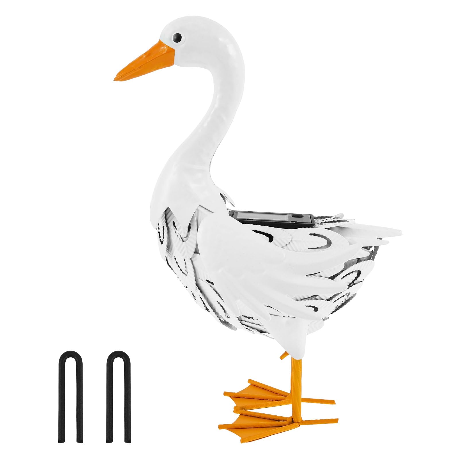 YUEKUNTJ Porch Duck Statue, Artistic Solar Duck Sculpture, Solar Powered Garden Ducks Ornament, Ducks Figurines Yard Art Sculptures, 13 Inch for Garden Lawn Yard Patio Balcony Outdoor Décor