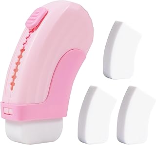 3+1 Pack Rubber Erasers Sliding Retractable Eraser, Soft Cute Erasers Push Pull Large Pencil Erasers with Plastic Sleeve 3 Refill Eraser for School Students Kids Office Home Supplies, Pink