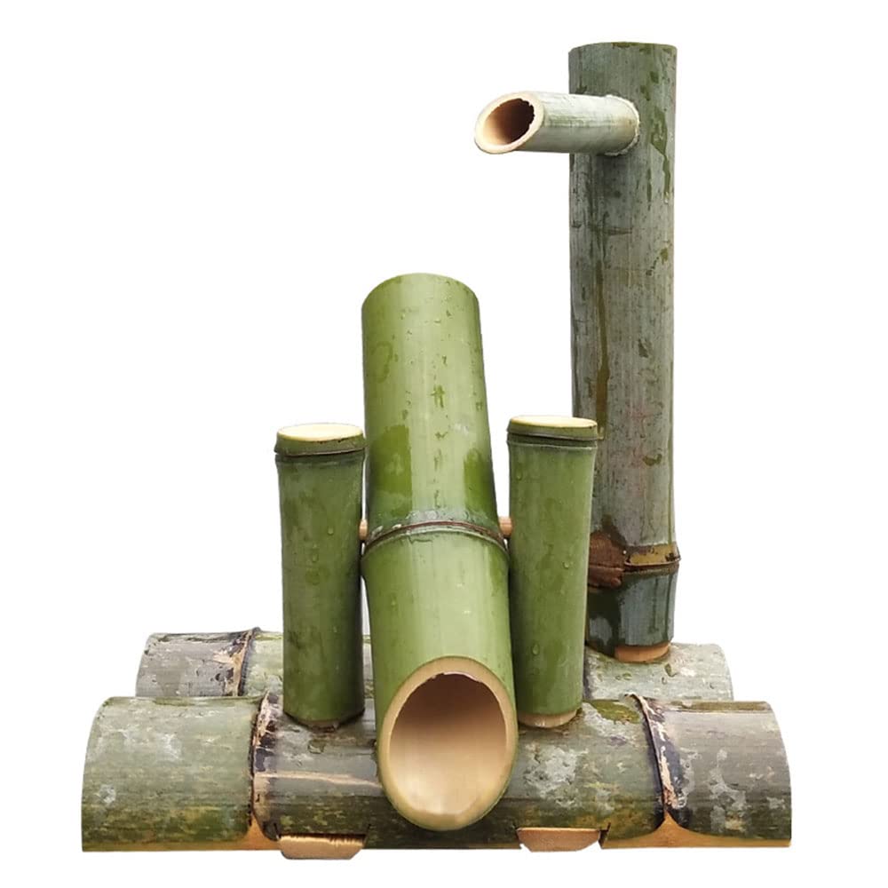 Fontana da Giardino in bambù con Pompa dell'Acqua, Ornamenti con Acqua Circolante, Fontana da Giardino con Giardino Roccioso, Ornamenti Zen in bambù con Acqua Corrente, 8(40cm)