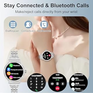 Smart Watches for Women with Diamond,1.27" HD Smart Watch Bluetooth Calls(Answer&Make),3 Bands,24/7 HR/Steps/Calories/SpO2/BP Sleep Monitor,IP68 120+ Sports Fiteness Tracker Android&iOS Silver