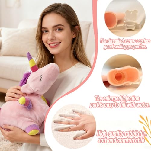 Wärmflasche für Tiere, 1 l, PVC, Wärmflasche mit Bezug aus weichem Plüsch, Wärmflasche für Kinder und Erwachsene, für Hand, Rücken, Handwärmer, Komfort (G)