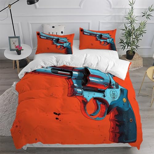 Parure de lit pistolet rouge imprimé 3D microfibre de qualité supérieure housse de couette double - 6