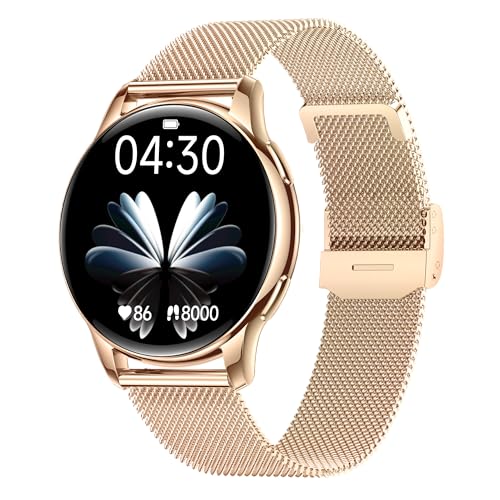 Image of ArmFit Queen Smart Watch With AMOLED Always On Display Smart Watch For Women, BT Calling Waterproof Fitness Watch With Heart Sleep Monitor For Android iOS, Gold