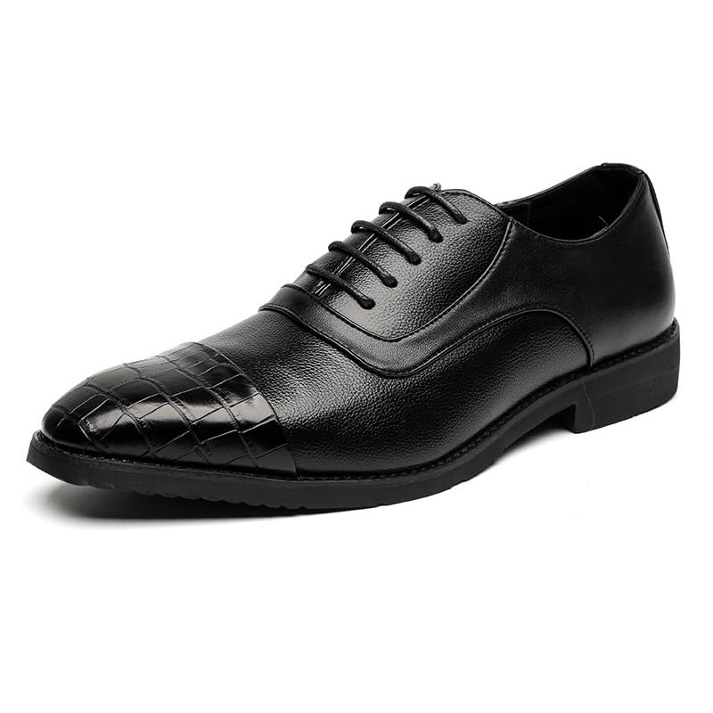 Men's Vintage Leather Platform Oxfords - Classic Lace Up Breathable Business & Wedding Dress Shoes Non-Slip Derby for Men