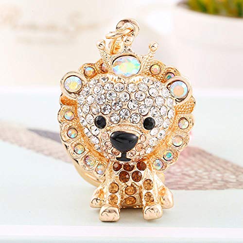 Preisvergleich Produktbild jiwenhua Autoschlüssel Kette Exquisite Diamant-Tiger Legierung Auto kreativ Cartoon Tier Streifenbeutel Anhänger kleines Geschenk, Gold voller Diamantschlüssel Kette