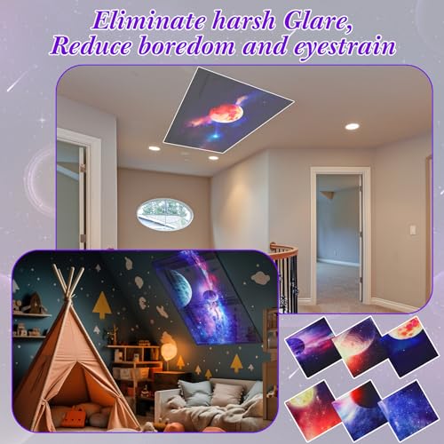 Image of VIHOSE 6 Pcs Fluorescent Light Covers for Ceiling Lights Classroom Magnetic Light Covers Classroom Filters Office School Drop Ceiling, 4 x 2 ft(Galaxy)