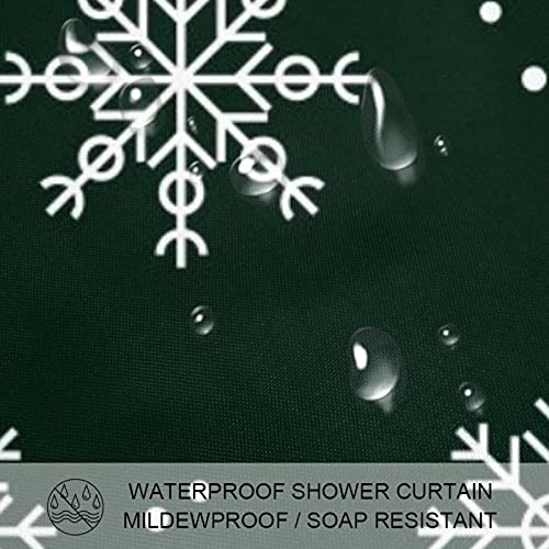Rideau de douche motif flocon de neige vert imperméable 183x183 cm - 4