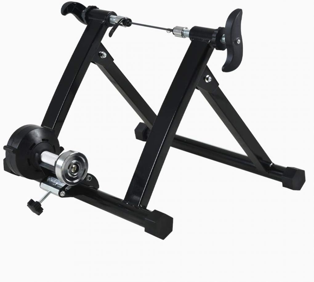 Auppy Bike Trainer Stands, Heavy Duty Bicycle Exercise Trainer, Indoor Exercise Bike Workout Trainer with Noise Reduction Portable Cycling Stand for Mountain Road Bikes (24-28 inch mt01wireless)