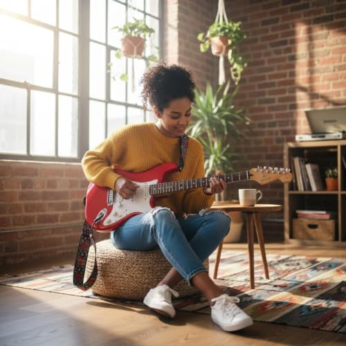 Image of Fender Squier Stratocaster Electric Guitar, Beginner Guitar, with 2-Year Warranty, Includes Free Lessons, Torino Red with Matte Finish
