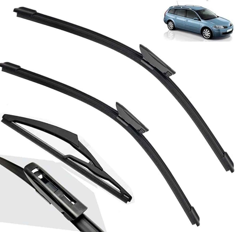 NYSLDSCO Premium Exact Fit Windscreen Wiper Blades for Renault Megane Sport Tourer 2006 2007-2008 24+18+10in Durable Natural Rubber Easy Fit for a Quiet and Streak Free Wipe