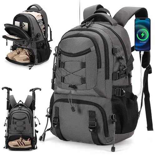 Waterproof Travel Laptop Backpack for Men & Women Anti-Theft Hiking Backpack with Shoe Compartment, Fits 16