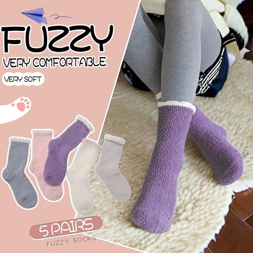 Image of EBMORE Womens Fuzzy Socks Fleece Fluffy Cabin Plush Warm Sleep Soft Cozy Winter Adult Socks