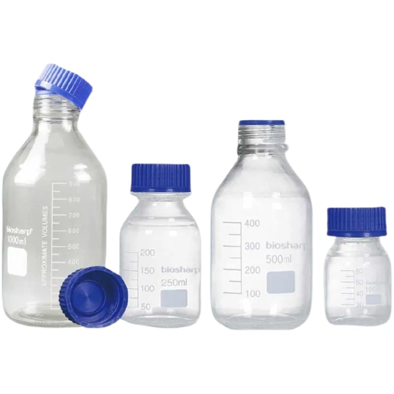 CQAHDSEVF Borosilicate Glass Bottles, Blue Glass Reagent Bottle With Blue Screw Cap 100-1000ml For Lab(1000ml)