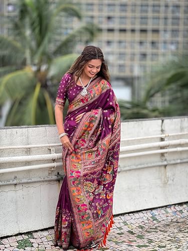 Image of SGF11 Women's Kanjivaram Pure Soft Silk Saree With Unstitched Blouse Piece