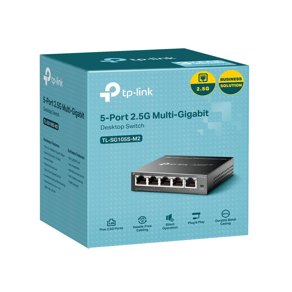TP-Link Switch desktop multi-gigabit a 5 porte 2,5 G, tutte le porte 2,5 G, connessioni super veloci, QoS, senza ventola, adatto per NAS/server/AP/NVR/video 4K, plug & play, involucro metallico