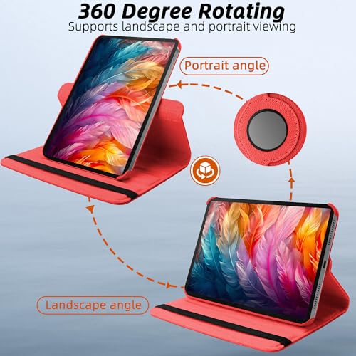 Image of TGK 360 Rotatable Smart Flip Cover for Lenovo Idea Tab Pro 12.7 Inch 2025 TB-373FU TB-375FC Tablet Case (Red)