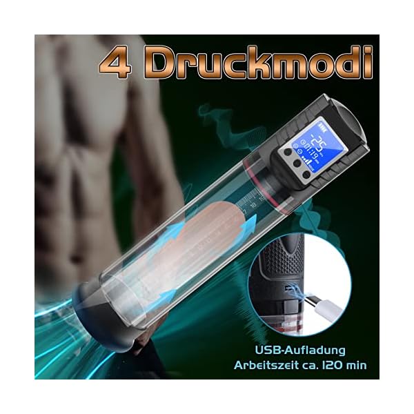 Meeteel Penispumpe für Penisvergrößerung Penis, Elektrische Realistischer Masturbator Cup mit 4 Saugstufen und 2 Silikonhülsen, Automatischer Vakuumpump Wiederaufladbare Sexspielzeug für Männer – Bild 3