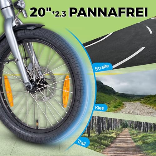 SAXXX Klapprad E-Bike, E Bike Klappbar 20 Zoll mit 7 Gang Kettenschaltung, Elektro Fahrrad Erwachsene mit 36V 11.4Ah Akku, Scheibenbremsen, 90KM Lange Range, Elektrofahrrad 25 km/h für Herren Damen – Bild 5