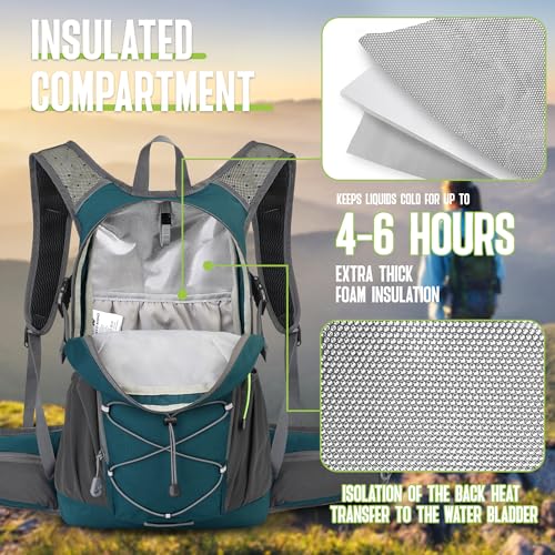 Image of N NEVO RHINO Hydration Backpack, 18L Multipurpose Hiking Backpack with 3L Water Bladder, Water Backpack Insulated Hydration Pack Ideal for Hiking and Cycling