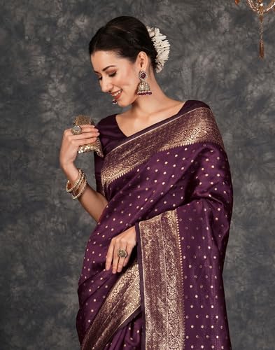 Image of SIRIL Women's Banarasi Soft Silk Saree Pure Silk with Unstitched Blouse Piece