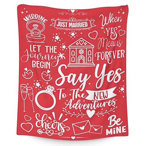 Wedding Throw Blanket - Soft, Fuzzy & Warm - 30x40 Inches Marriage Prayer Blankets for Bride, Groom - Red Modern Throws Gifts for Newlywed Couples