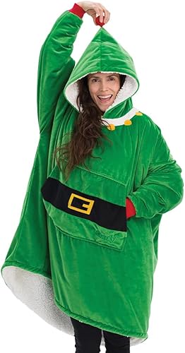THE COMFY Original - Manta de vestir microfibra y sherpa de gran tamaño, vista en Shark Tank, talla única, elfo
