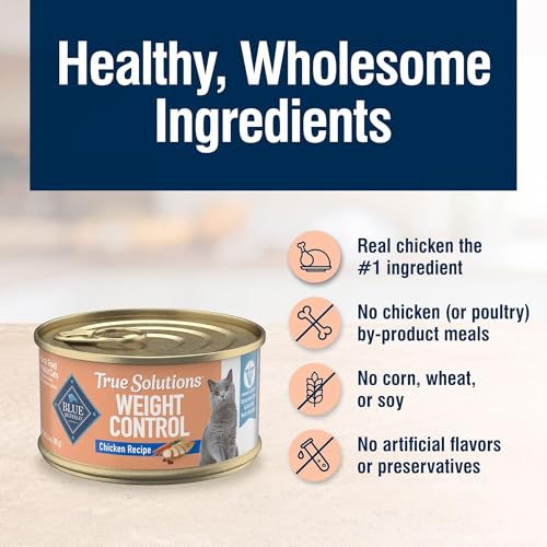 Image of Blue Buffalo True Solutions Wet Food for Cats, Weight Control Formula with Clinically Proven Ingredients, Weight Control, 3oz Cans, 4Pack Trial Size