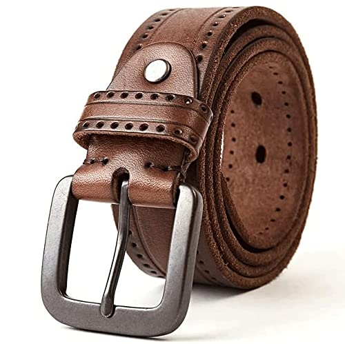 Men Genuine Leather Dress Belt with Single Prong Buckle，Packed in a Box,Gift