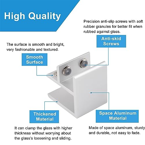 INCREWAY Glass Clamp, 4Pcs Adjustable 90 Degrees Glass Clips Aluminum Alloy Glass Shelf Support Bracket - Image 3