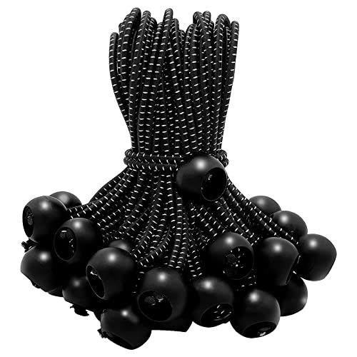 50 Pack 6 Inch Bungee Cords,Bungee Balls, Bungee Cords with Balls,Elastic String Ties for Camping, Tents, Tarp, Canopy Shelter, Wall Pipe,Holding Wire and UV Resistant,Tarp tie Down