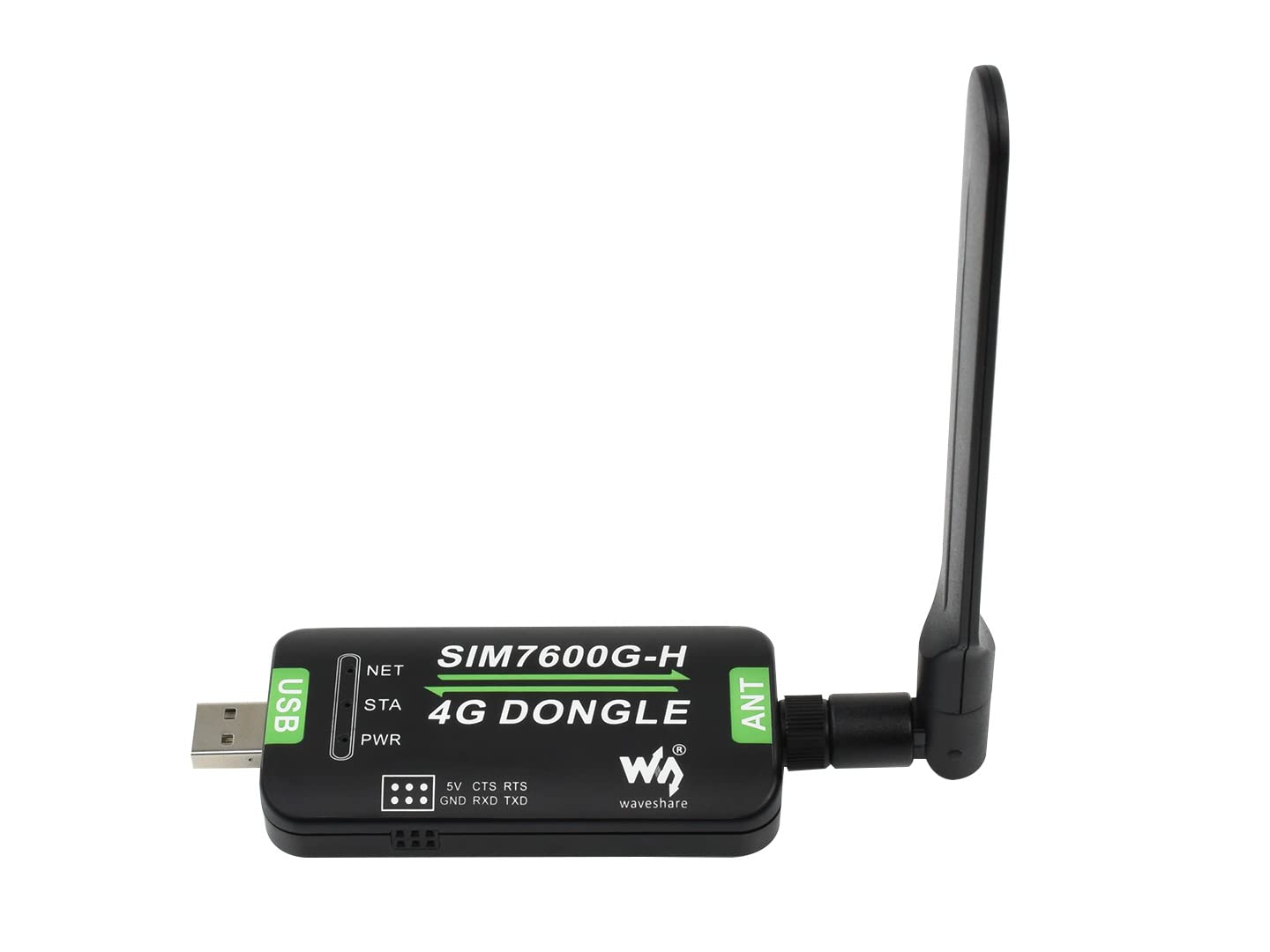Waveshare SIM7600G-H 4G DONGLE with Antenna,Supports Global Band,Industrial Grade 4G Communication and GNSS Positioning Peripheral with 50Mbps downlink Rate and 50Mbps uplink Rate