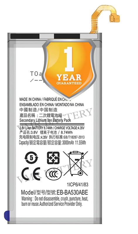 Image of Original EB-BA530ABE Battery Compatible for Samsung Galaxy A8 (2018) (SM-A530F) - (3000mAh) - 1 Year Warranty K7