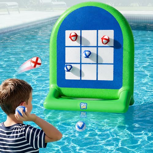 Funscape Kids Inflatable Tic-Tac-Toe Pool Toy, Fun Swimming Pool Soft Ball Toss Game, Outdoor Yard Water Target Sports Activity, Cool Summer Beach Party Gift 3 4 5 6 7 8 Yr Boy Girl Child-Tic-Tac-Toe