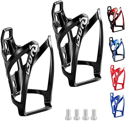 Suruid Bike Water Bottle Cage, Universal Bike Water Drink Holder, Durable Ultralight Plastic Water Bottle Holder for Bicycle, Cycling Bottle Cages for MTB, Road Bike, Mountain Bikes, 2 Pack - Black