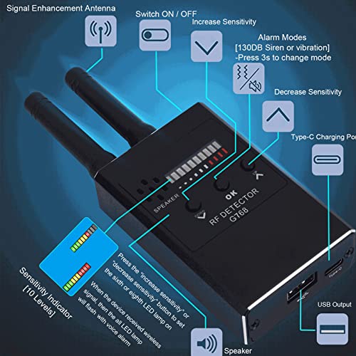 Détecteur de Signal RF sans Fil, Caméra Haute Sensibilité GPS Tracking Device Bug Detector for GPS Listening Device… - Image 3