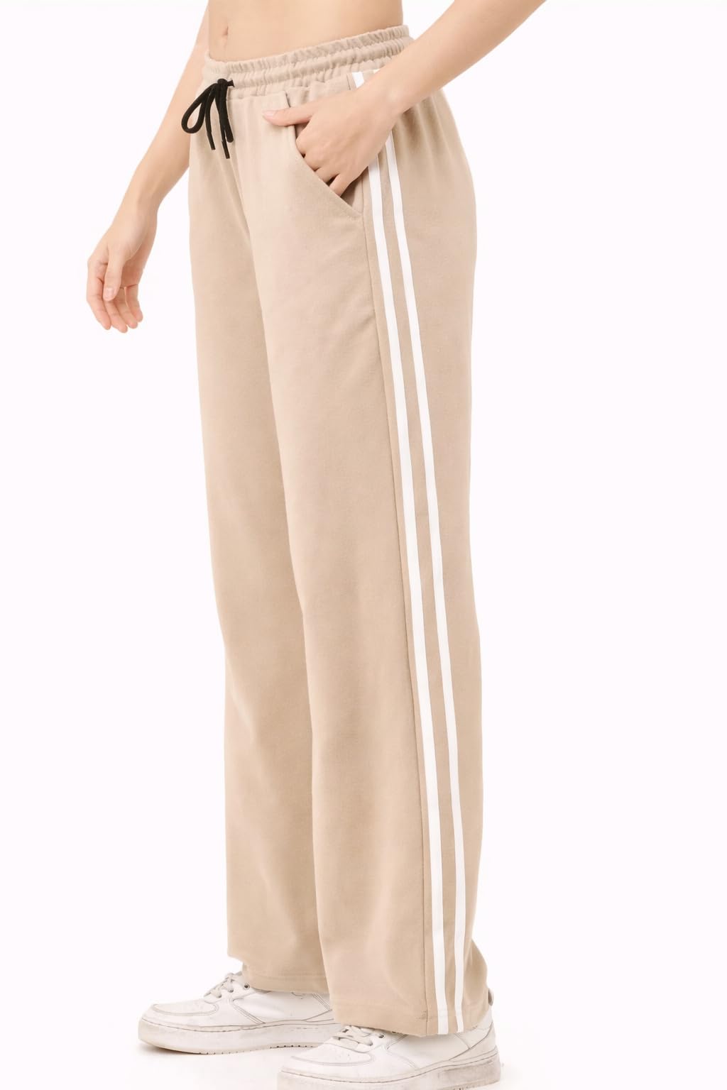 sya clothing Women’s High Waist Straight Fit Track Pants with Side Stripes, Drawstring Waist, Soft Polycotton Casual Sports Joggers with Pockets for Gym, Workout, Travel-picture-35