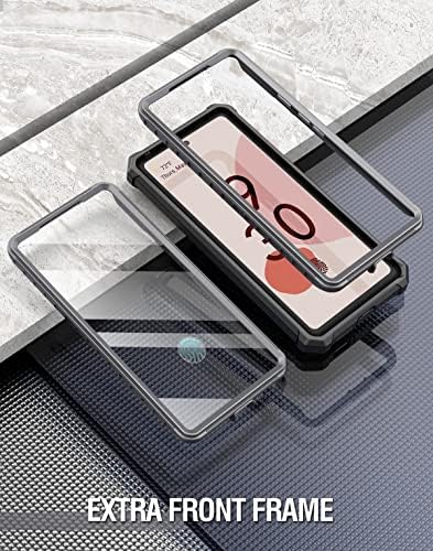 Poetic Guardian Case Compatible with Pixel 6 5G, Built-in Screen Protector Work with Fingerprint ID, Full Body Hybrid Shockproof Protective Rugged Clear Bumper Cover Case, Black/Clear