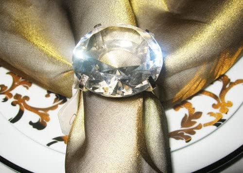 JenlyFavorsLarge Crystal Diamond Ring Napkin Rings Napkin Holder Wedding Banquet Dinner Decoration (Set of 12)