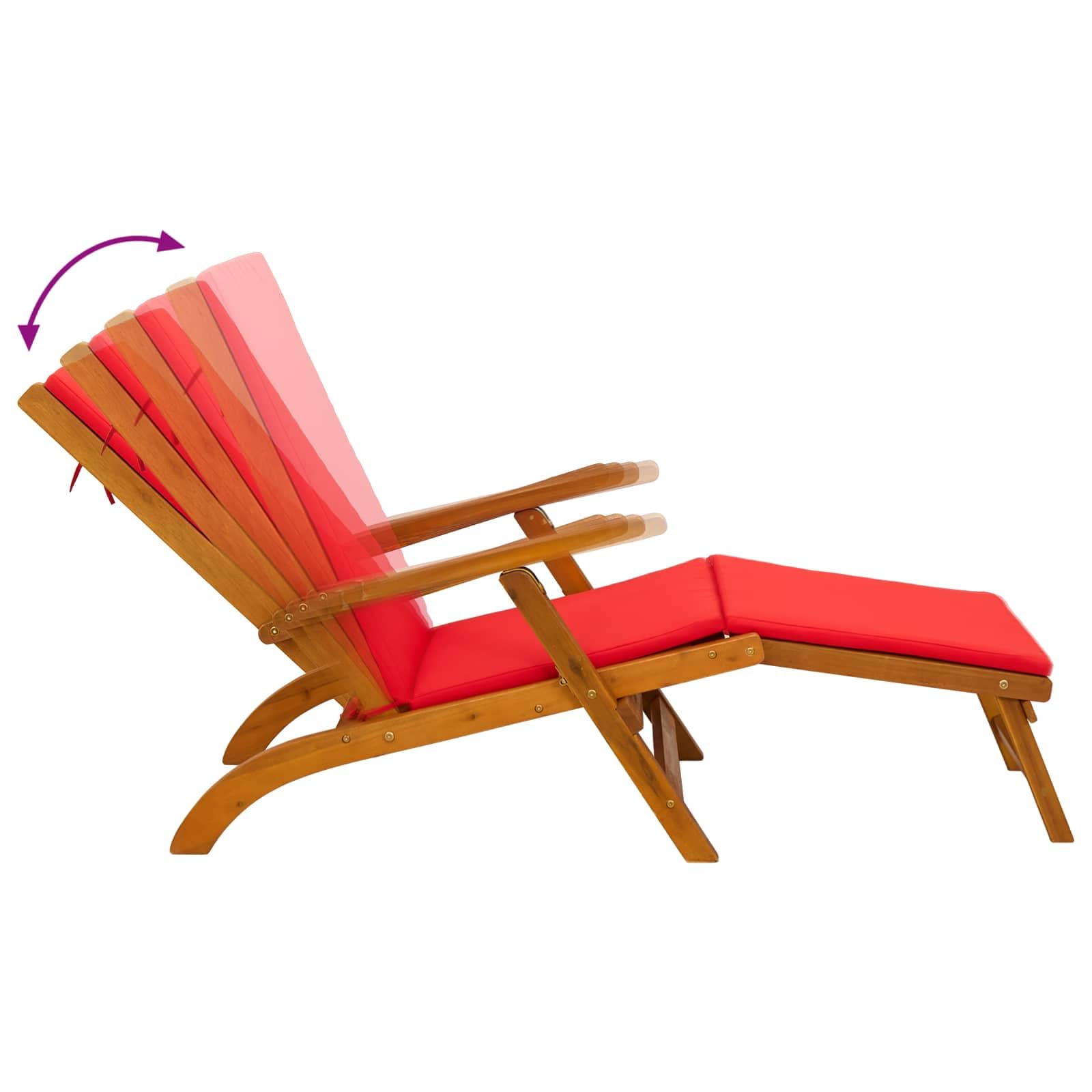 Tumbona de madera maciza de acacia, 55 x 146 x 91 cm, ajustable, plegable, con reposapiés integrado, ergonómica, para jardín, terraza, piscina, relajarse al aire libre