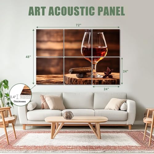 6 Paneles Acústicos Artísticos Paquete de 6 con Absorción de Sonido, Medidas Totales 72"x48", Paneles Decorativos Autoadhesivos para Estudio y Oficina miniatura 2