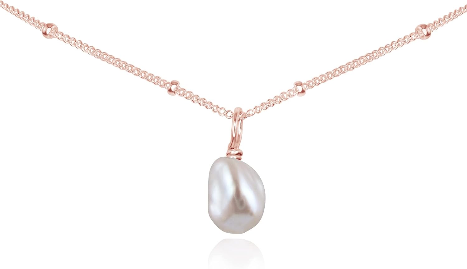 Freshwater Pearl Raw Crystal Pendant Choker in 14k Rose Gold Fill Satellite