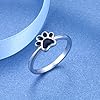 S925-Sterling-Silver-Jewelry-Puppy-Dog-Cat-Pet-Paw-Print-Ring-Size-678 S925 Sterling Silver Jewelry Puppy Dog Cat Pet Paw Print Ring (Black, 8)