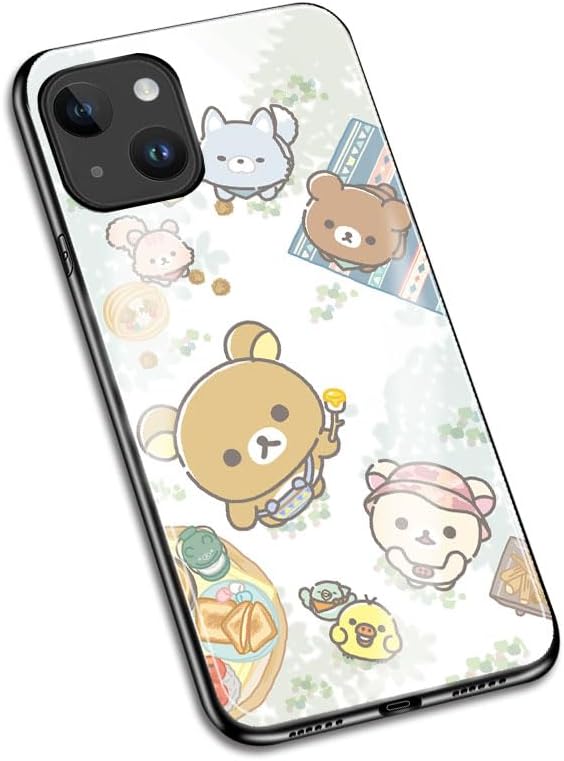 Smartphone Case, iPhone 16 Case, Rilakkuma, Mobile Case, for iPhone 15, iPhone 14, iPhone 13, iPhone 12, iPhone 11, Tempered Glass, Compatible with All Models, Shockproof, Cute, Mobile Case, Thin