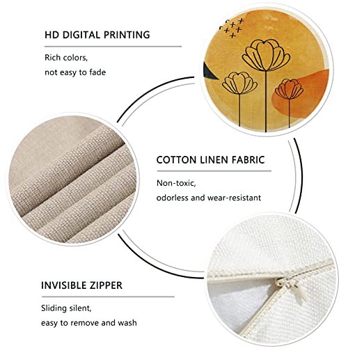 Fbcoo Boho Abstract Modern Art Decorative 12X20 Lumbar Throw Pillow Cover Set Of 4, Rectangular Minimalist Geometric Bohemian Sun Moon Decoration, Botanical Plant Pillowcase Cushion Case Home Decor #TOP2