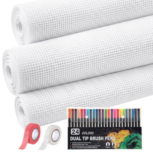 Image of Frienda 28 Pcs Needlepoint Canvas 14 Mesh, 2 Sheets 16x20 Inch White