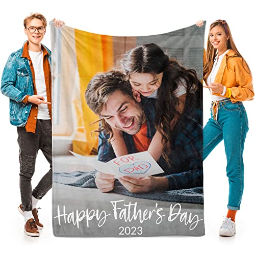 Printwoo Personalised Dad Blanket with Photo, Custom Photo Blanket, Personalised Dad Gift for Fathers Day
