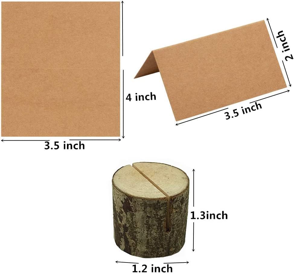 Miniatura 2 de Tarjeteros de madera para colocar 15 números de mesa con 25 tarjetas de mesa de papel kraft para colocar tarjetas de nombre, tarjeta de notas para