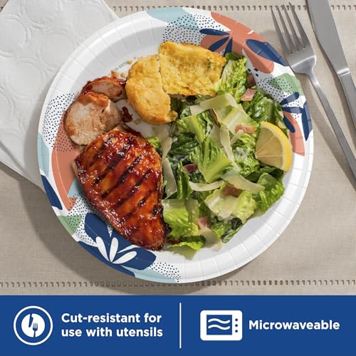 Dixie Large Paper Plates, 10 Inch, 204 Count, 2X Stronger*, Microwave-Safe, Soak-Proof, Cut Resistant, Disposable Plates For Everyday Breakfast, Lunch, & Dinner Meals - Image 5