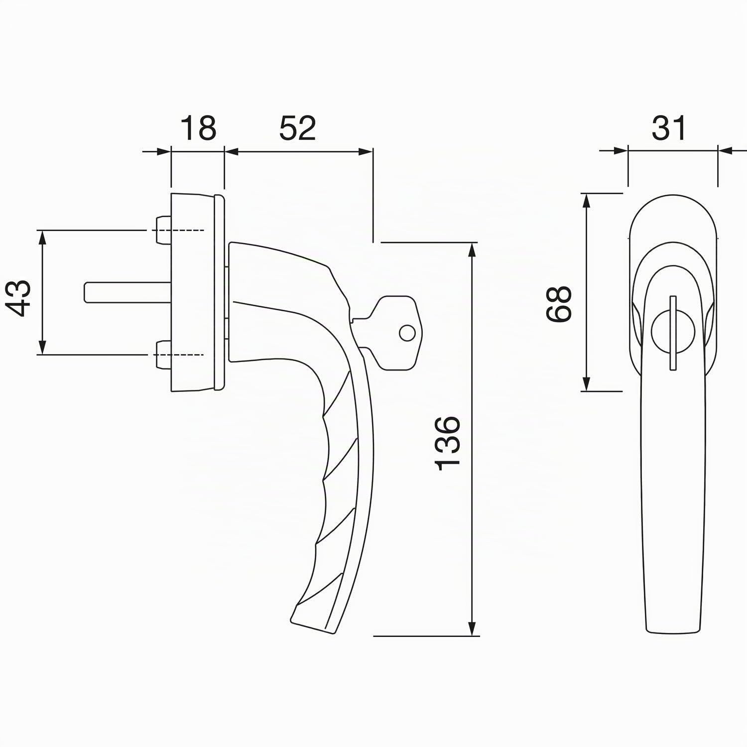 Maniglia per finestra Hoppe 10763909 Atlanta – SECUSTIK con resto. 45 °, VK 7 X 32 – 42 mm, argento